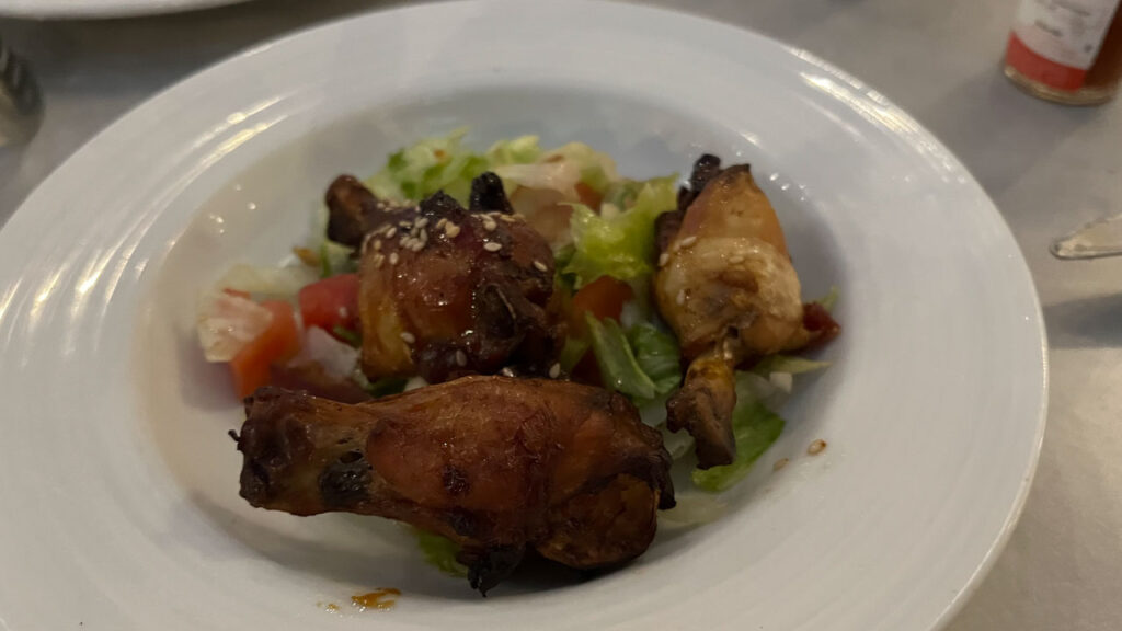 Fire Roasted Chicken Wings with BLT Salad, Sesame Dressing from the Main Dining Room on night eight of our ten night cruise on the Carnival Venezia