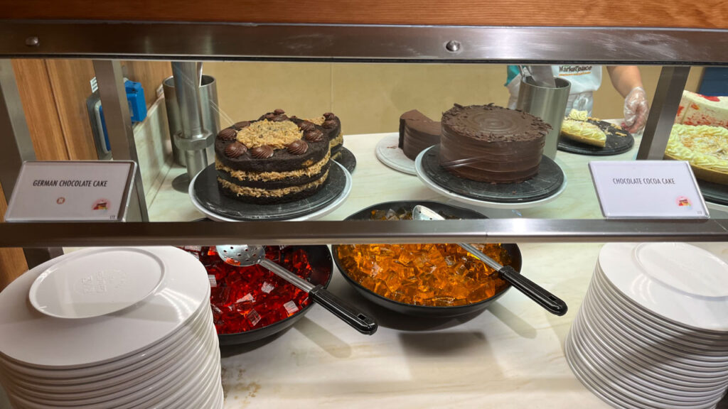 Some of the desserts available at the Sweet Spot at the Lido Marketplace lunch buffet on the Carnival Venezia