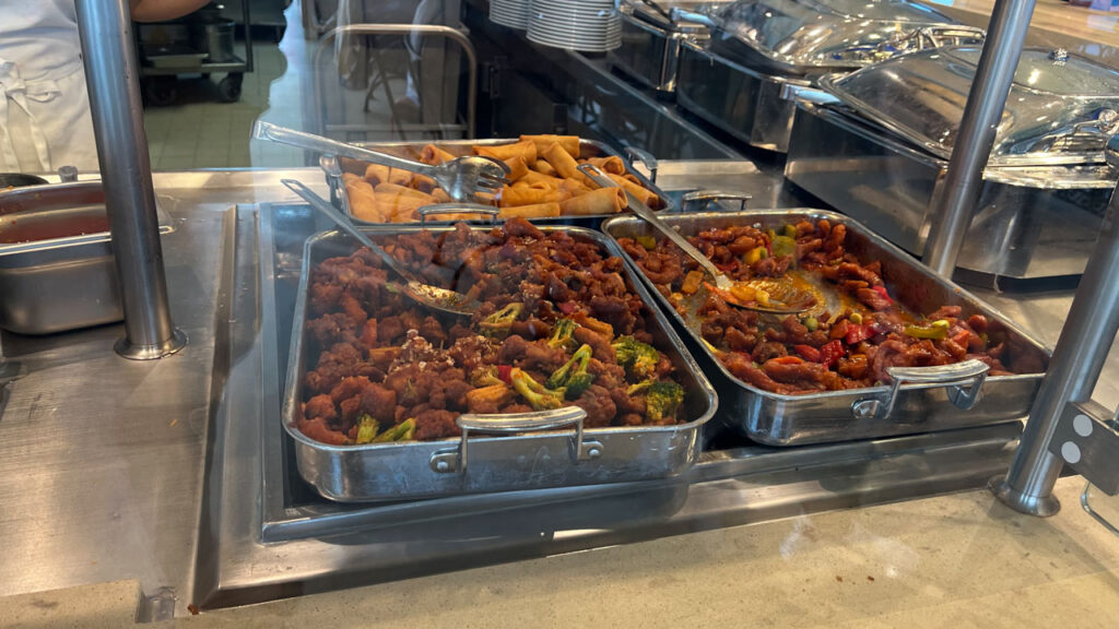 Some of the items available at the Chinese lunch buffet at Seafood Shack on the Carnival Venezia