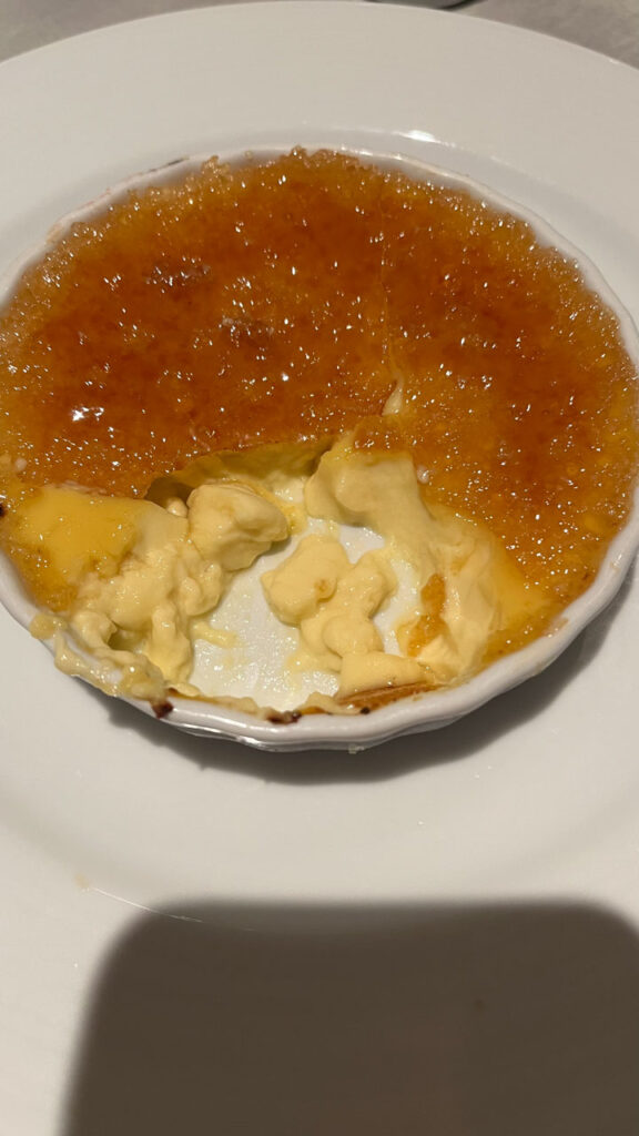 Vanilla Creme Brulee (Yummy!) at the Canal Grand Restaurant (the Anytime Dining Main Dining Room) on the Carnival Venezia