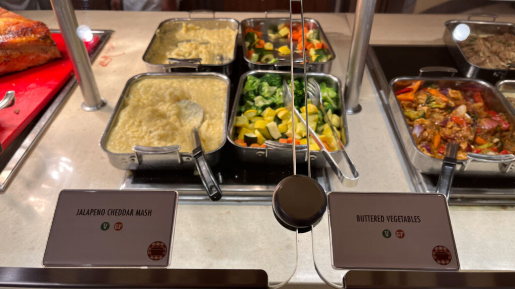 Jalapeno Cheddar Mash and Buttered Vegetables at Comfort Kitchen at the Lido Marketplace lunch buffet on the Carnival Venezia