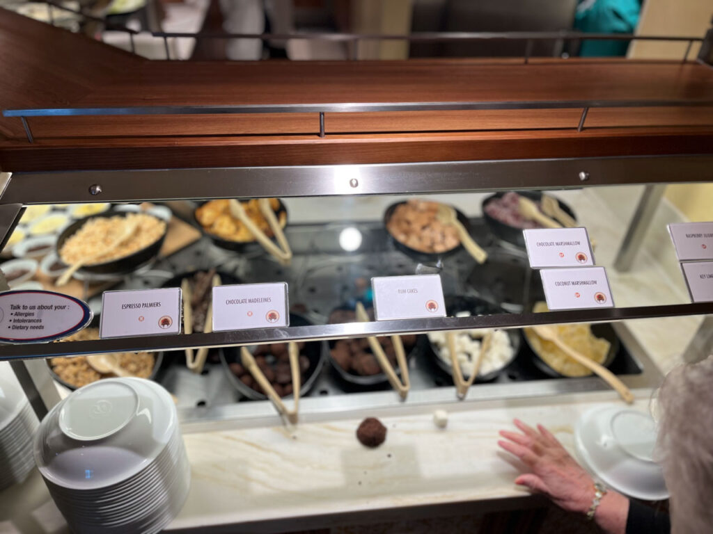 Some of the dessert choices at the Chocolate Extravaganza at the Lido Marketplace during lunchtime on the Carnival Venezia