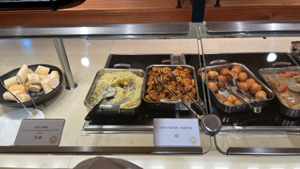 Some of the West Indies themed food items available at Chef's Choice at the Lido Marketplace lunch buffet on the Carnival Venezia