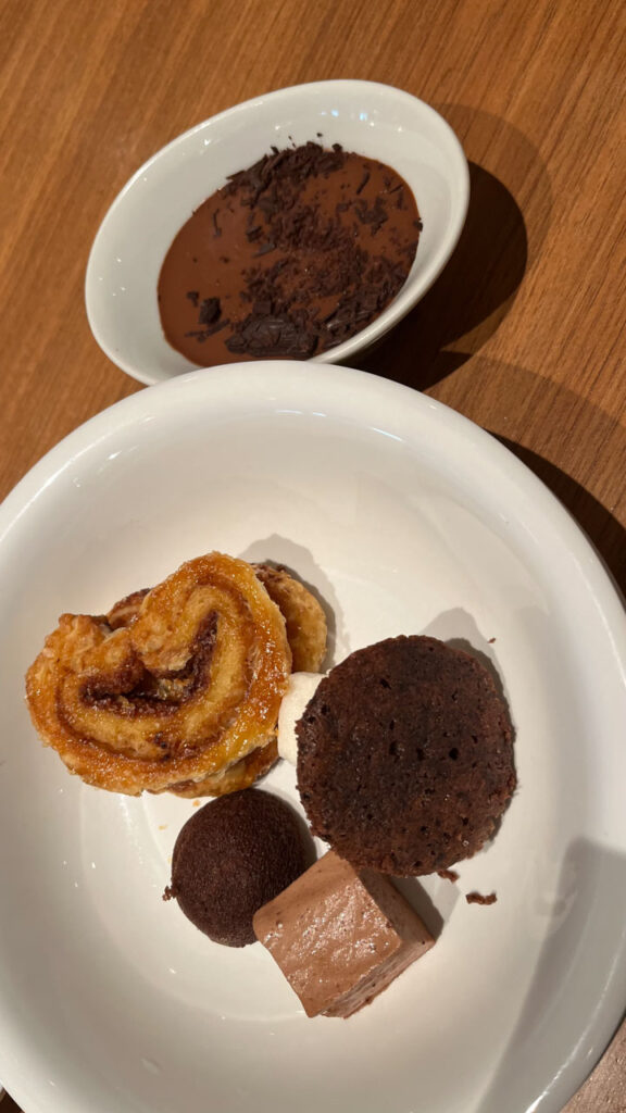 My dessert choices from the Chocolate Extravaganza at the Lido Marketplace during lunchtime on the Carnival Venezia