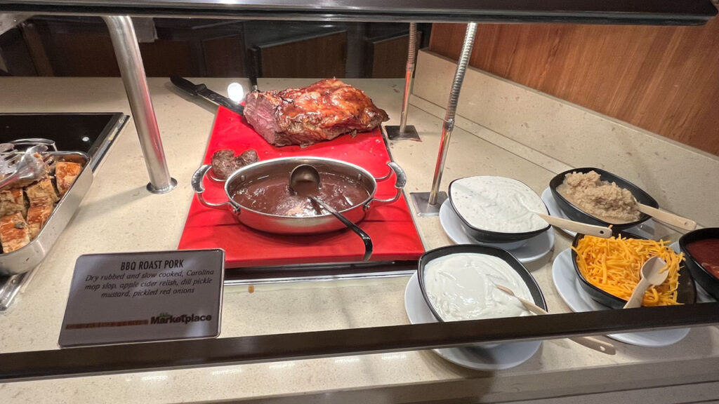 BBQ Roast Pork at the Lido Marketplace dinner buffet on the Carnival Venezia