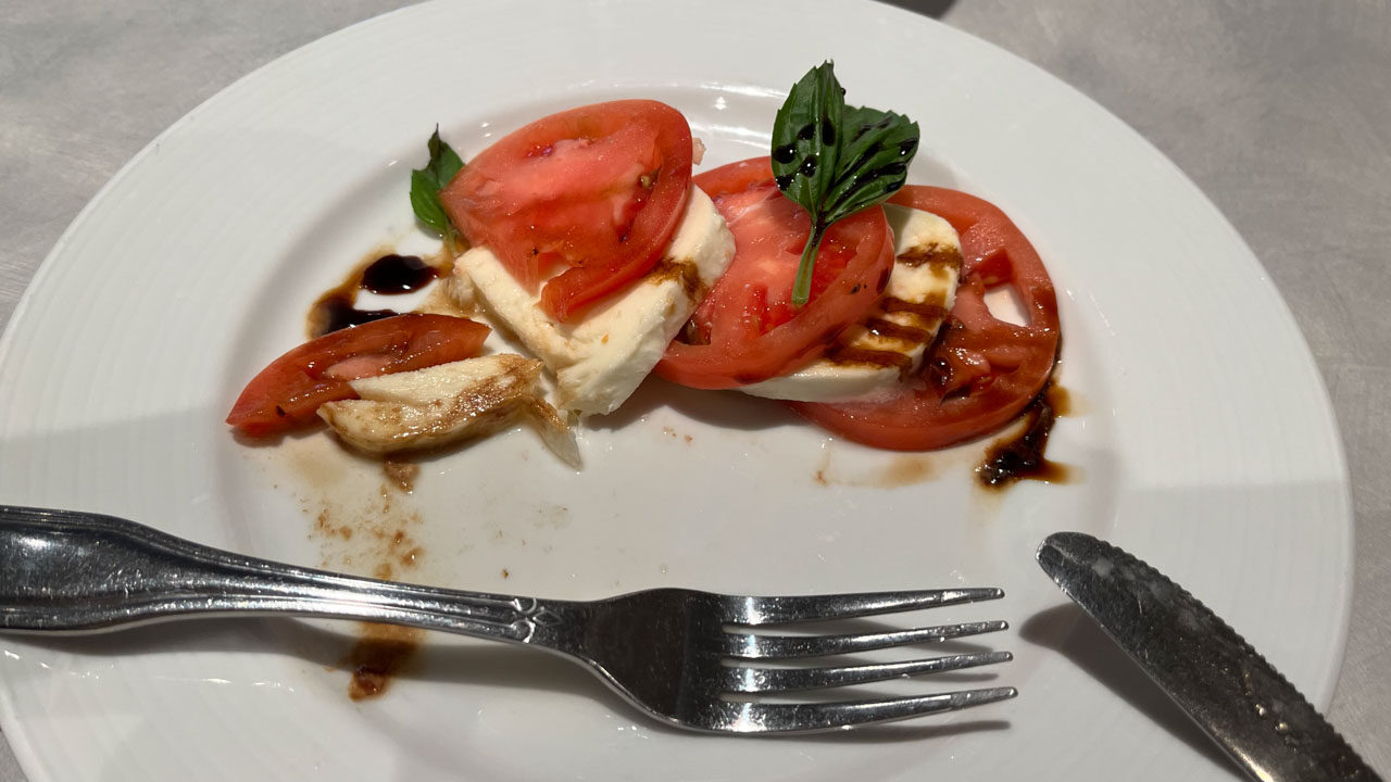 Caprese Salad at the Pasta Bella Lunch on the Carnival Venezia in the Marco Polo Dining Room